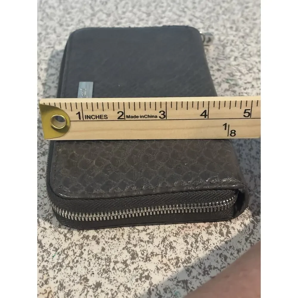 Jewell Thirty-One Gray Faux Snake Wristlet Wallet Clutch